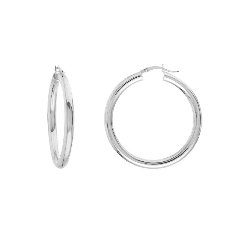 Dainty hoop earrings ideal for delicate ear accents -14k White Gold Polished Hoop Earrings