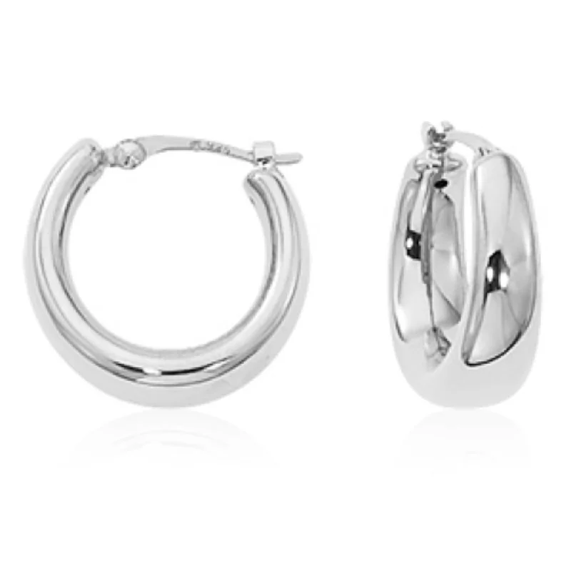 Light hoop earrings ideal for daily ear comfort -14k White Gold Small Plain Round Snap-Down Hoop Earrings