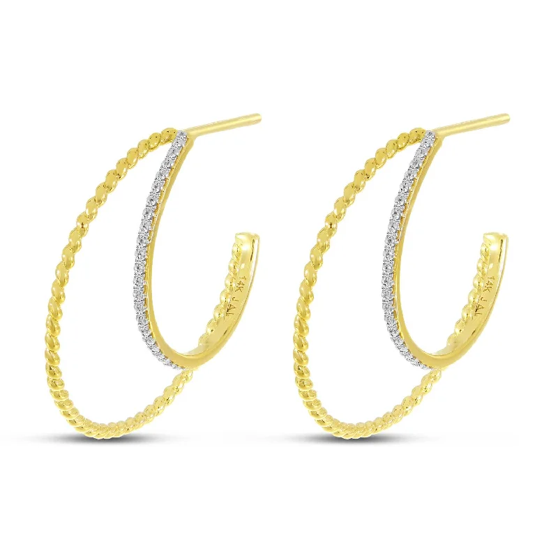 Chic hoop earrings perfect for stylish everyday ear wear -14K Yellow Gold 0.13ctw Twist Diamond Hoop Earrings