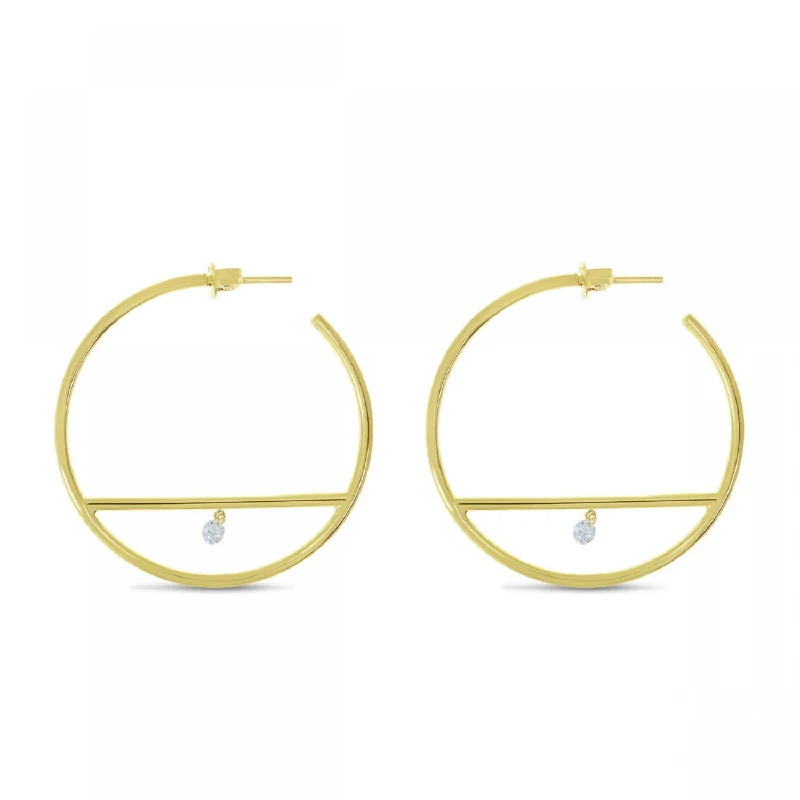 Vintage hoop earrings featuring classic round stone designs -14K Yellow Gold 0.16ctw Dashing Diamond Bar Hoop Earrings