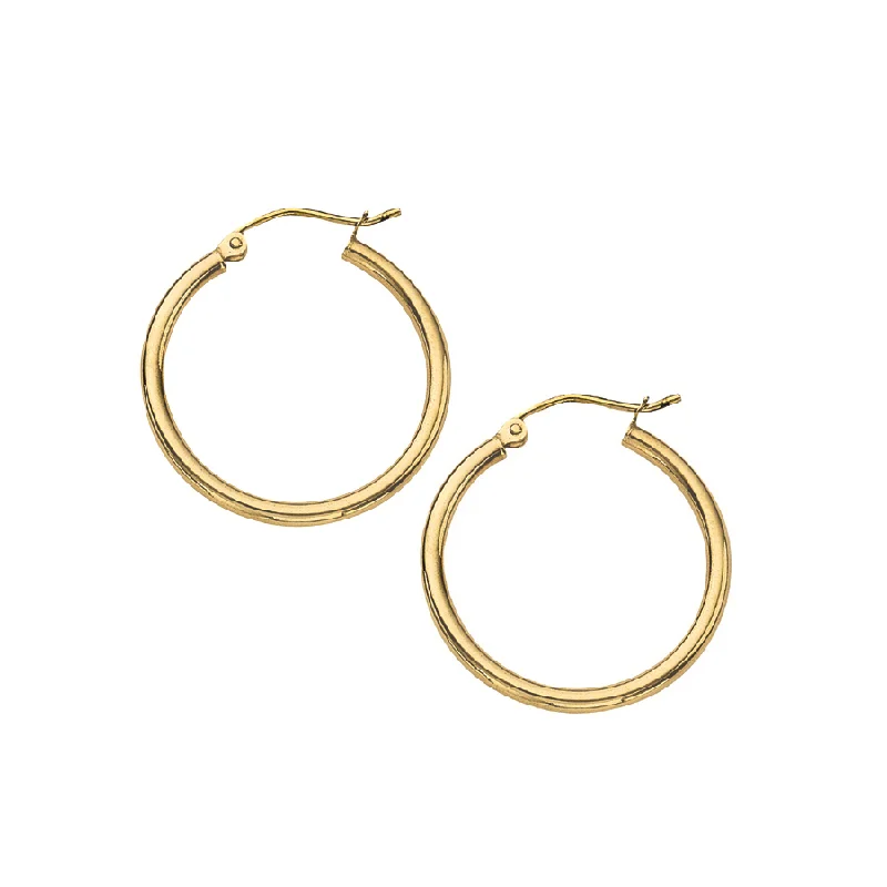 Hoop earrings featuring pearls for classic ear elegance -14K Yellow Gold 2x25mm Polished Hoop Earrings