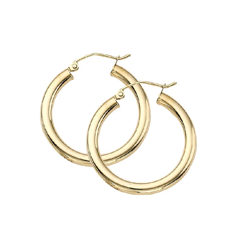 Wrapped hoop earrings with wire for boho ear charm -14K Yellow Gold 3x25mm Polished Hoop Earrings