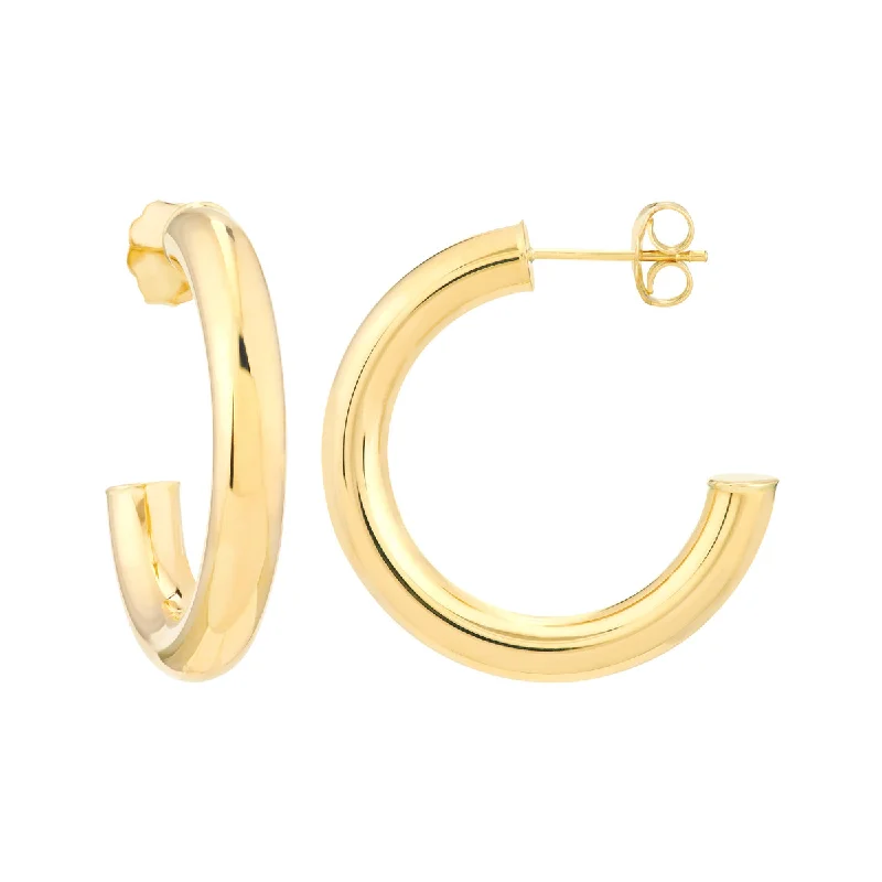 Teardrop hoop earrings with long stone ear elegance -14K Yellow Gold Polished Tube Hoop Earrings by Midas Chain