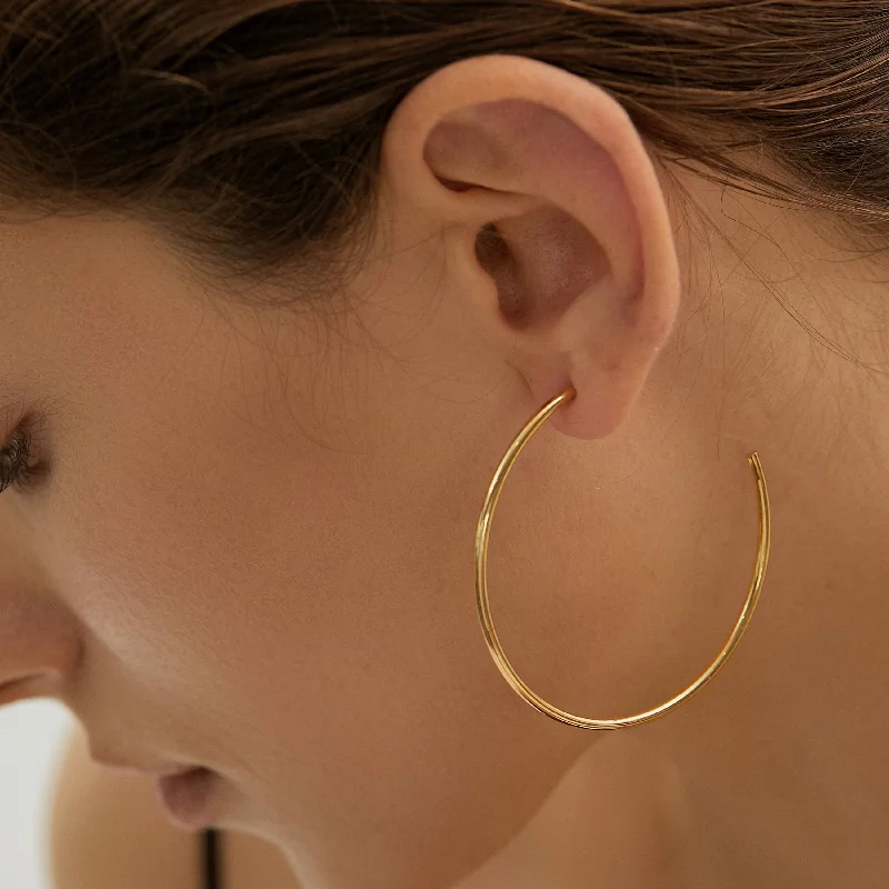 Secure hoop earrings with sturdy stone hoop clasps -Gold Hoop Large Statement Earrings