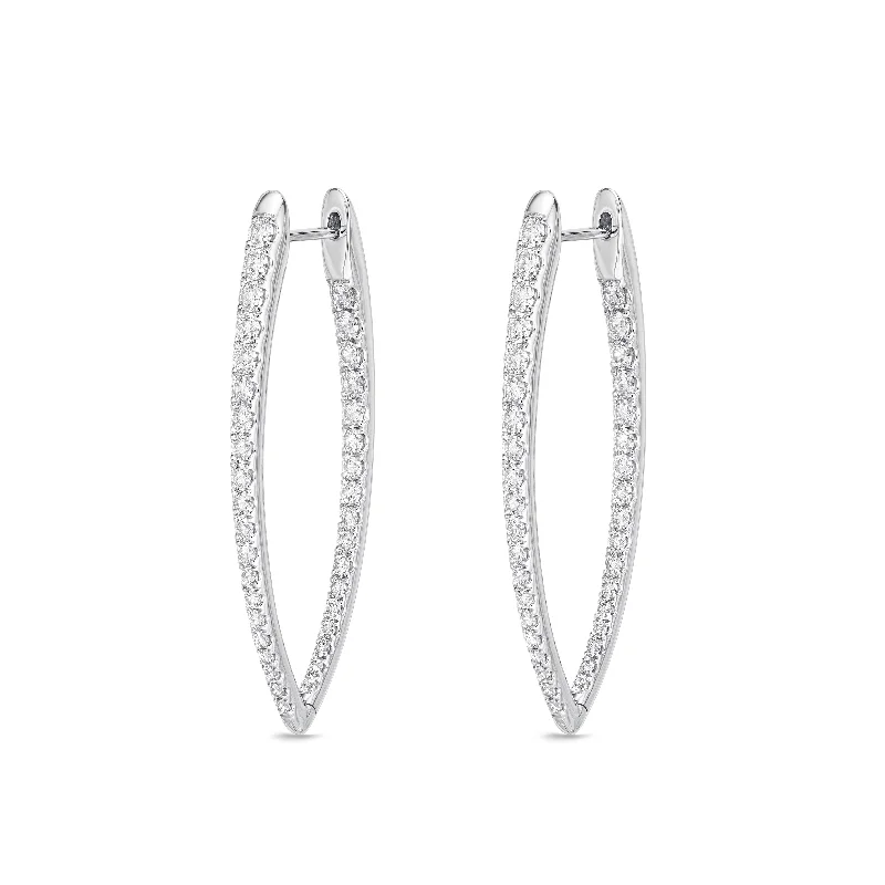 Teardrop hoop earrings with long stone ear elegance -18K White Gold 1 2/3Ct Diamond Hoop Earrings