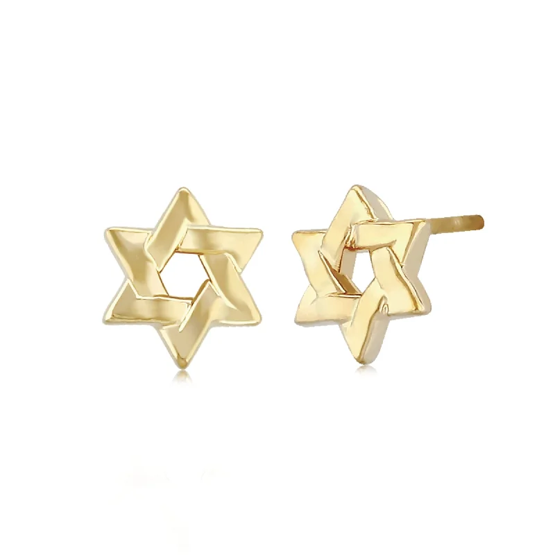 Hoop earrings featuring black onyx for dark ear contrast -14KG Sm.all Star Of David W/Post Earrings