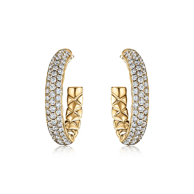 Chunky hoop earrings for bold ear statement looks -A. Jaffe 14k Pave Diamond Hoop Earrings