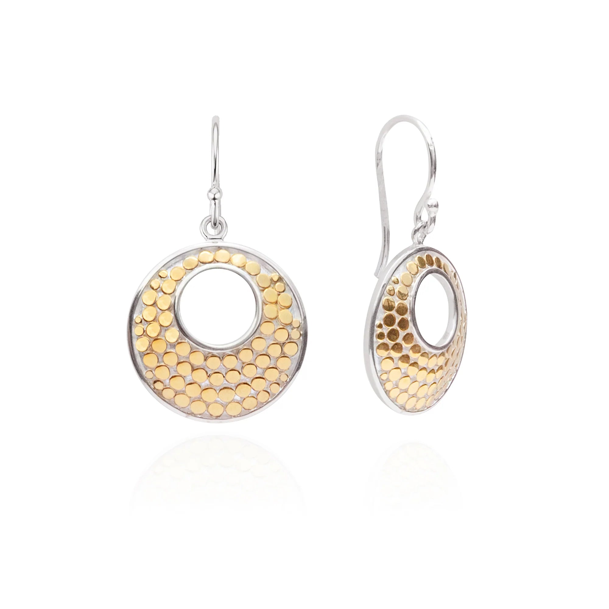 Sculpted hoop earrings with carved stone hoop art -Anna Beck Classic Open Dish Earrings