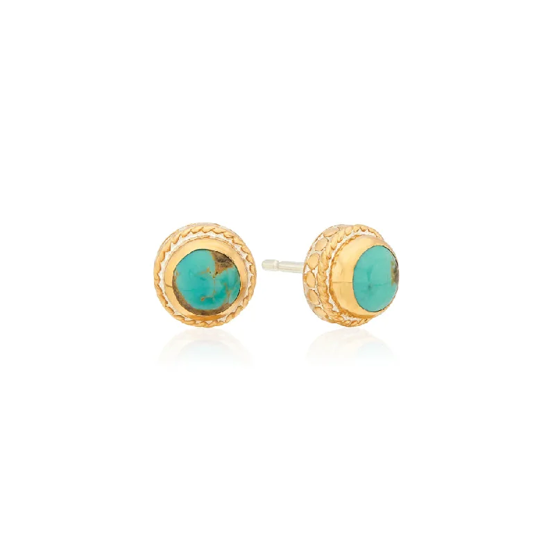 Modern hoop earrings with floating stone hoop settings -Anna Beck Small Turquoise Studs