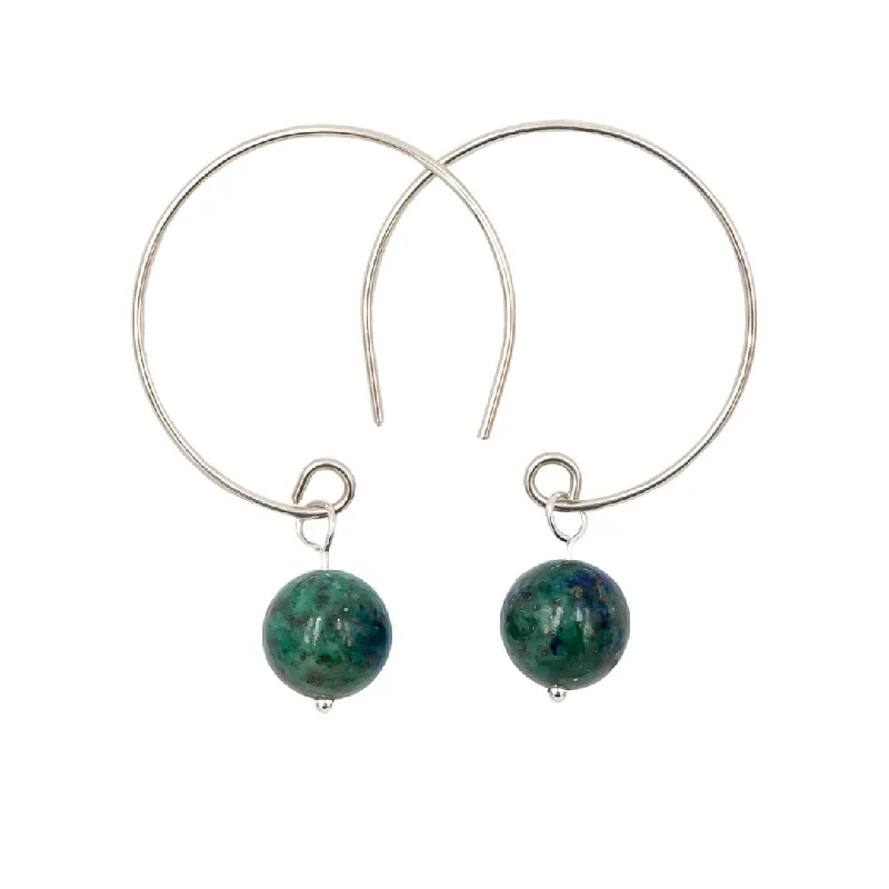 Hoop earrings with emerald for lush green ear shine -Earth Hoop Curves