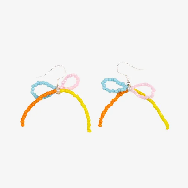 Large hoop earrings designed for bold ear statements -Beaded Bow Earrings