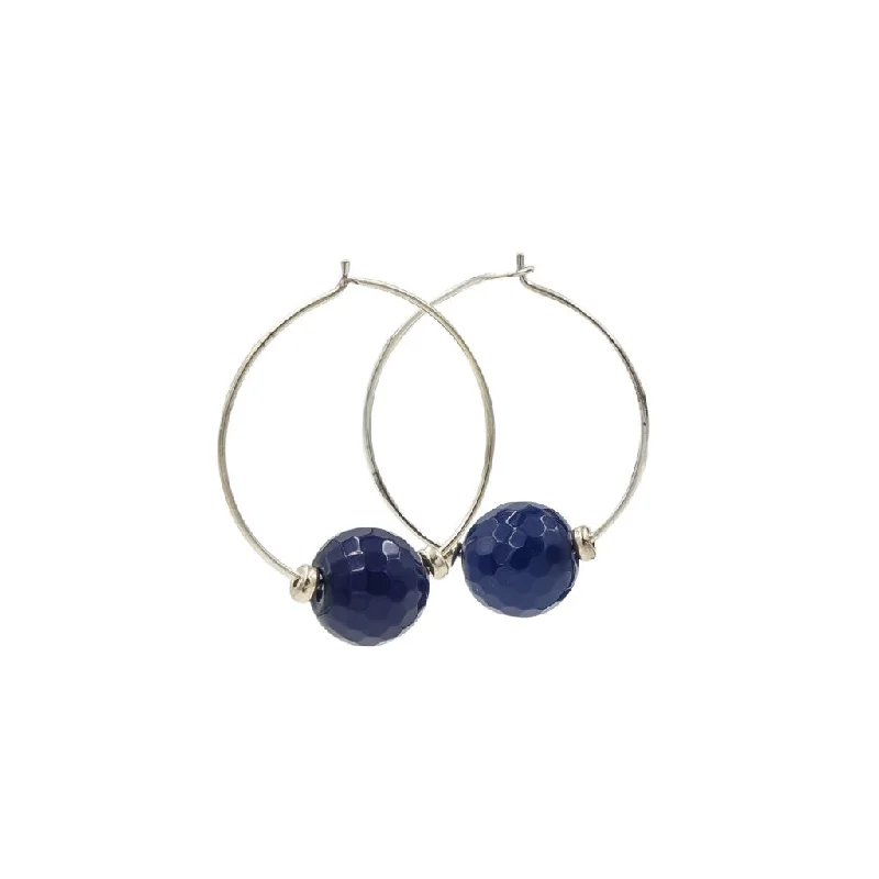 Hoop earrings with thin hoops for light wear -Blue Agate Hoops