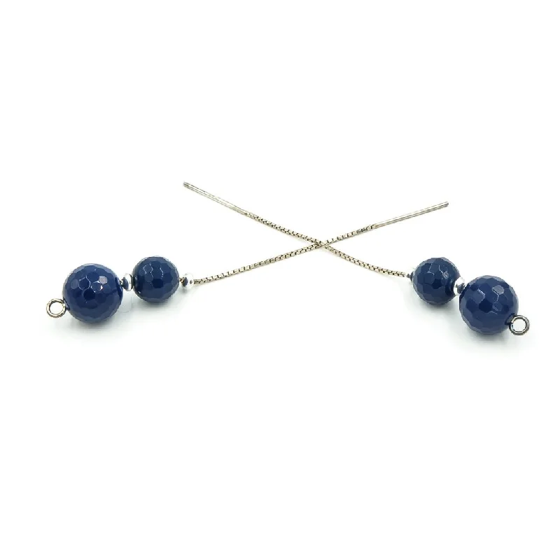 Budget hoop earrings under fifteen dollars for gifts -Blue Agate Ear Threads