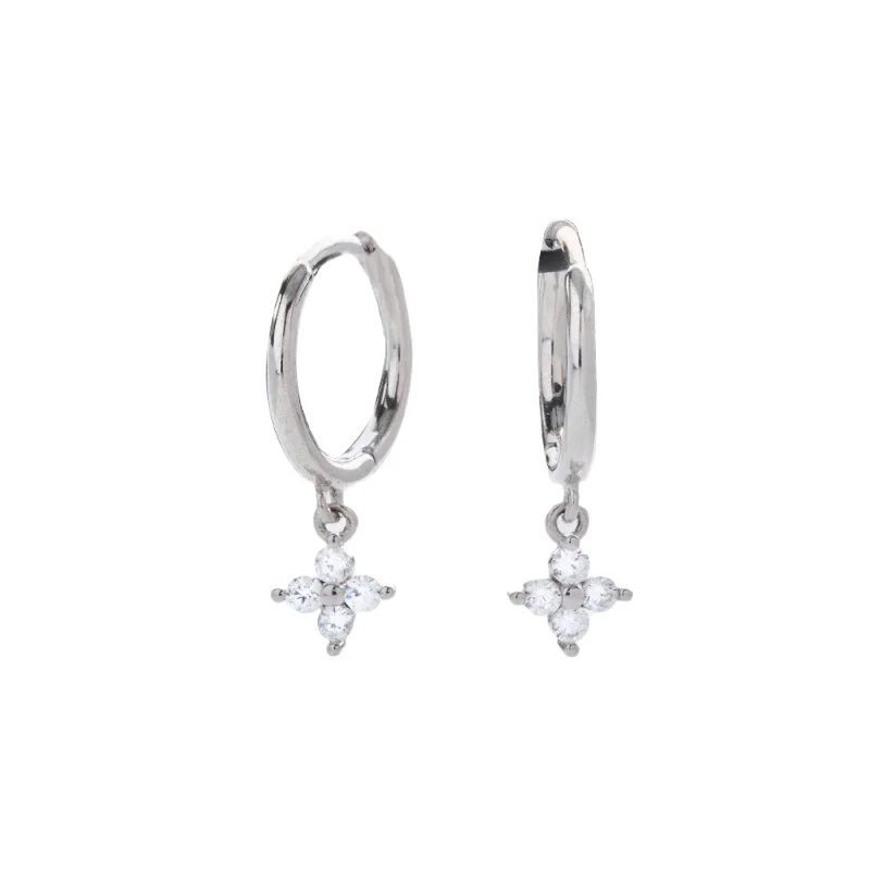 Hoop earrings inspired by cosmos with stone shine -Margot Charming Crystal Huggies- Sterling Silver