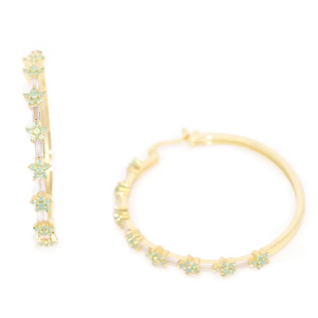 Colorful hoop earrings with mixed stone ear dazzle -Chrysanta Hoops