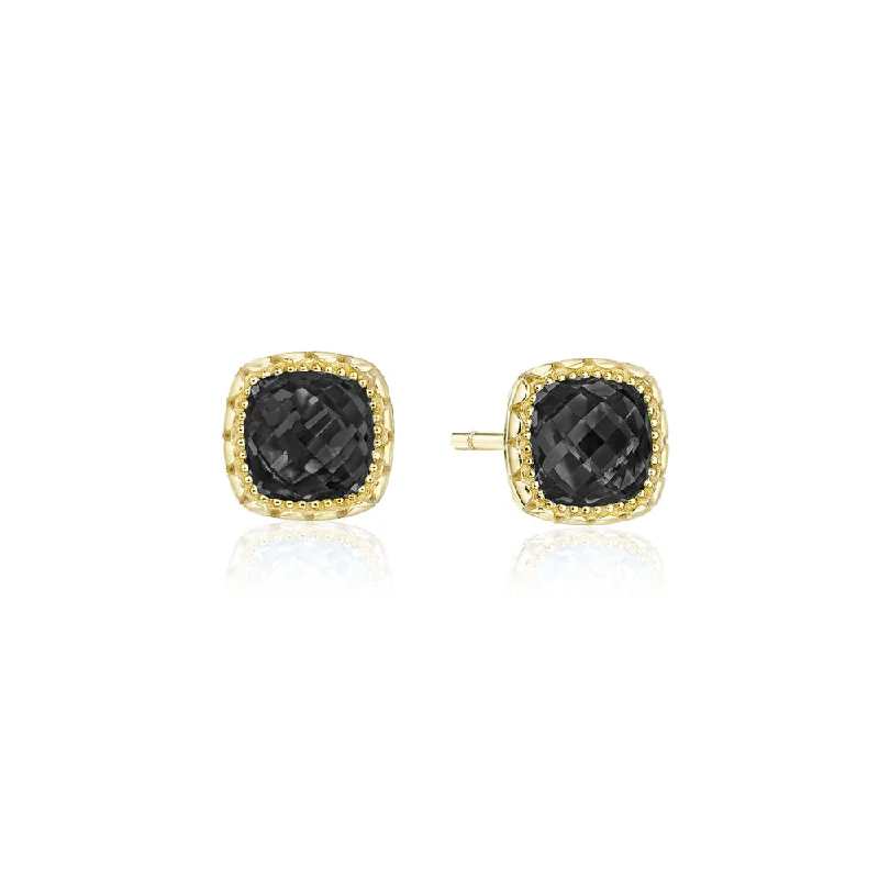 Hoop earrings featuring agate for banded ear beauty -Tacori Cushion Black Onyx Stud Earring