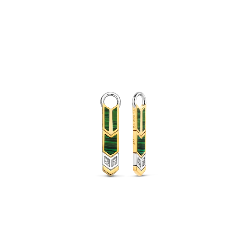 Hoop earrings featuring black diamonds for edgy ear shine -TI SENTO - Milano Malachite Arrow Earring Charms