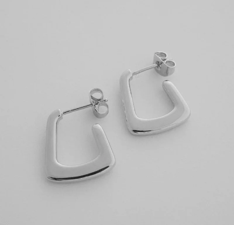 Sleek hoop earrings with angular stone ear flair -Silver Demi Hoop Earrings