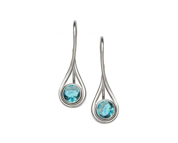 Modern hoop earrings with floating stone hoop settings -Desire Earrings