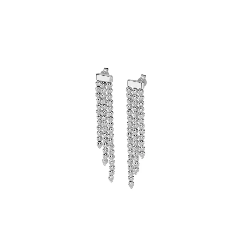 Stackable hoop earrings perfect for ear layering style -Desmos Crystal Drop 3 Row Earrings