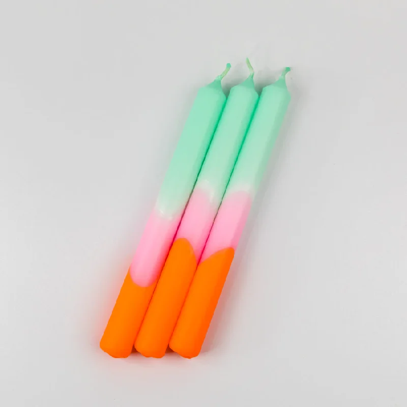 Sleek hoop earrings ideal for subtle daily ear elegance -Dip Dye Neon Candles - Spring Sorbet