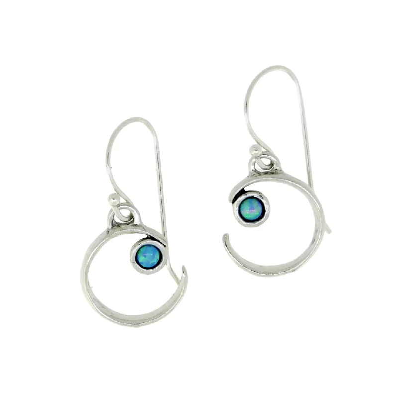 Hoop earrings perfect for stacking with ear studs -Opal Half circle Dangle Earrings E12020