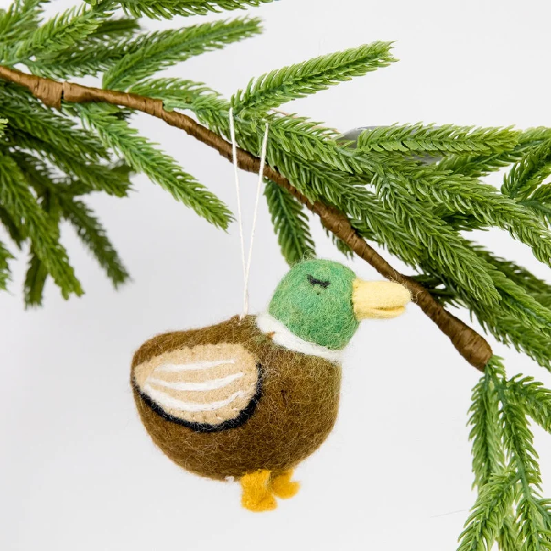 Brushed hoop earrings with rough stone ear texture -Duck Felt Ornament