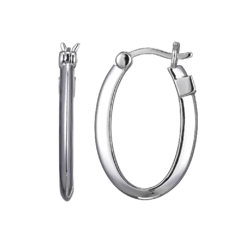 Sleek hoop earrings ideal for subtle daily ear elegance -Elle "Mirage" Sterling Silver Oval Hoop Earrings