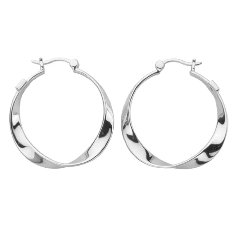 Hoop earrings featuring tourmaline for autumn ear hues -Elle Sterling Silver Sleek Twist Hoops