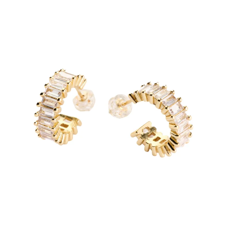 Fringe hoop earrings with stone drops for play -Esther Gold Diamond Hoops