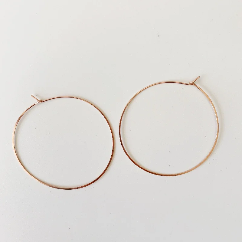 Hoop earrings featuring agate for banded ear beauty -Extra Large Round Hoops - Rose Gold