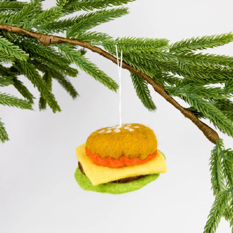 Hoop earrings featuring citrine for golden ear warmth -Felt Burger Ornament