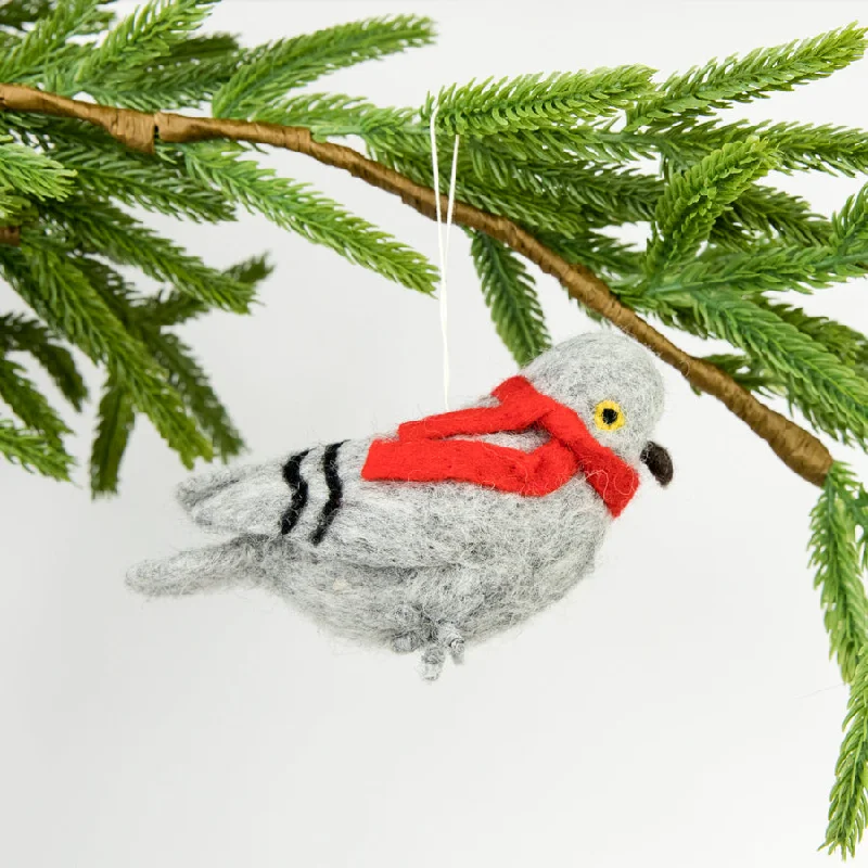 Hoop earrings perfect for holidays with festive stones -Felt Pigeon Ornament