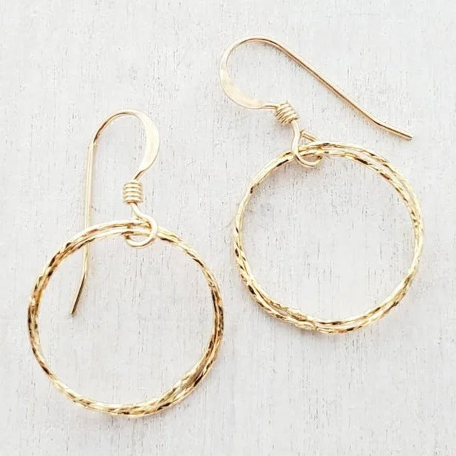 Sleek hoop earrings ideal for subtle daily ear elegance -Gold Diamond Cut Circle Earrings