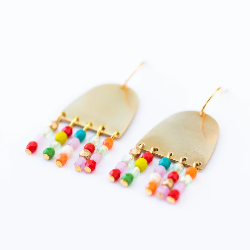 Hoop earrings inspired by vintage with stone glamour -Happy Fringe Earrings