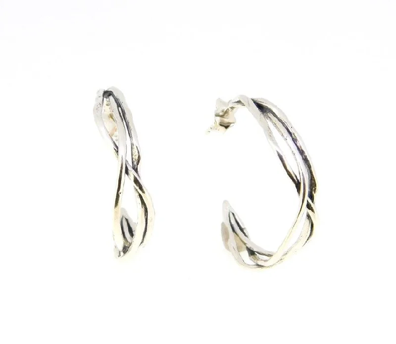 Sleek hoop earrings with angular stone ear flair -Hoop Earrings E10491