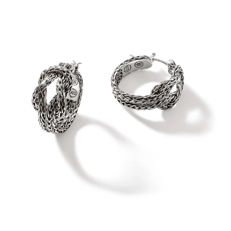 Oversized hoop earrings with bold stone hoop designs -John Hardy Sterling Silver Love Knot Hoop Earrings