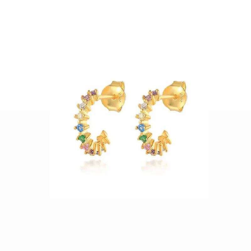 Trendy hoop earrings with modern stone hoop shapes -Josie Rainbow Gem Hoops