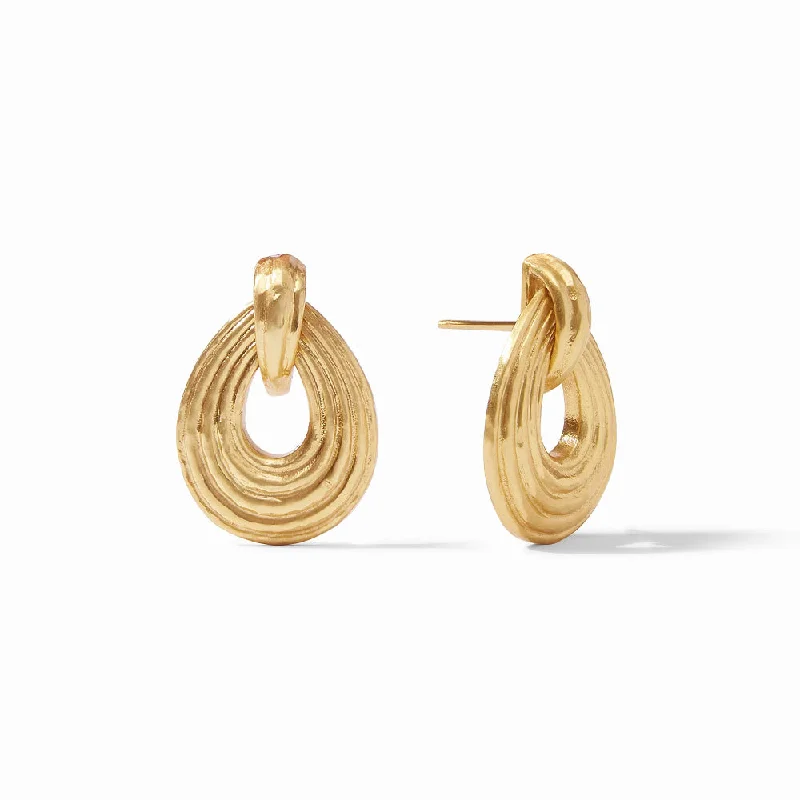 Mixed hoop earrings with dual metal ear styles -Julie Vos Havana Demi Doorknocker Earring