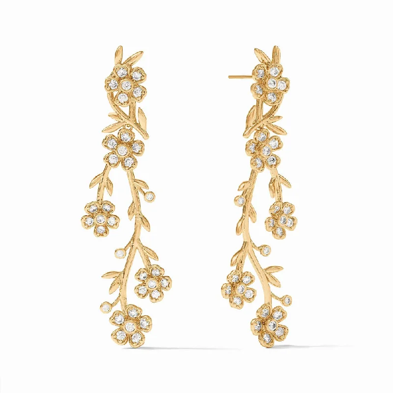 Slim hoop earrings for stackable ear fashion looks -Julie Vos Laurel Statement Earring