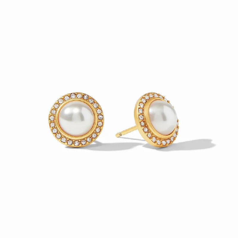 Chakra hoop earrings with stones for ear balance -Julie Vos Odette Pearl Stud