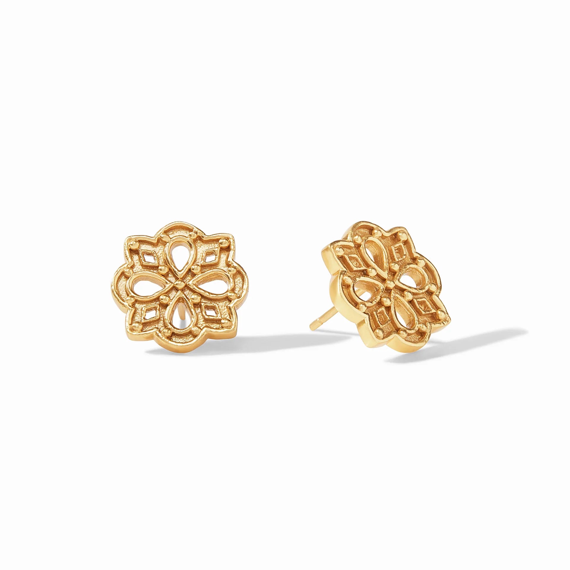 Trendy hoop earrings with modern stone hoop shapes -Julie Vos SoHo Stud Gold