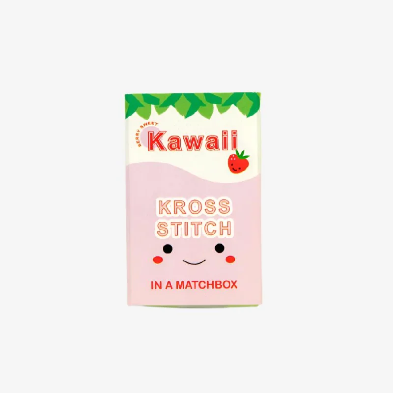 Hoop earrings with pave stones for extra ear dazzle -Kawaii Strawberry Mini Cross Stitch Kit in A Matchbox