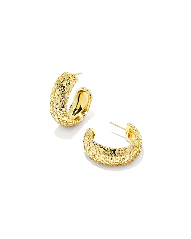 Hoop earrings inspired by nature with floral stones -Kendra Scott Harper Small Hoop Earrings