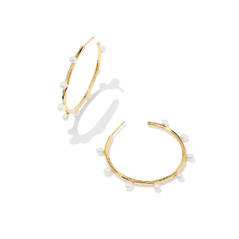 Charm hoop earrings with dangling stone ear accents -Kendra Scott Leighton Pearl Hoop Earrings