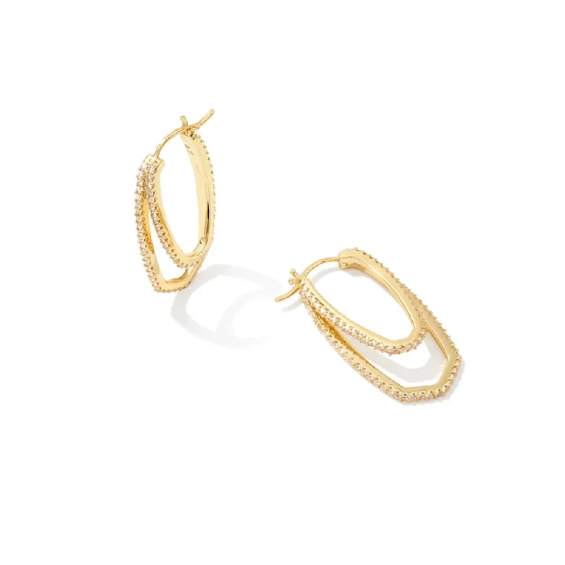 Hoop earrings made with recycled metal sustainability -Kendra Scott Murphy Hoop Earring in White CZ