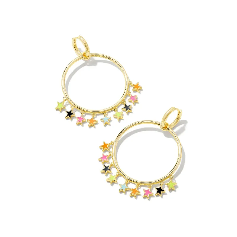 Hoop earrings featuring lapis for bold blue ear beauty -Kendra Scott Sloane Star Open Frame Earrings