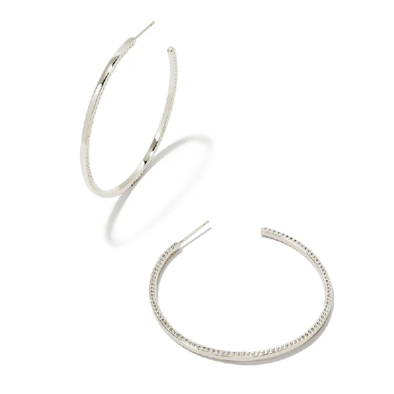 Hoop earrings featuring sapphire for rich blue ear glow -Kendra Scott Sylvie Hoop Earring-Rhodium