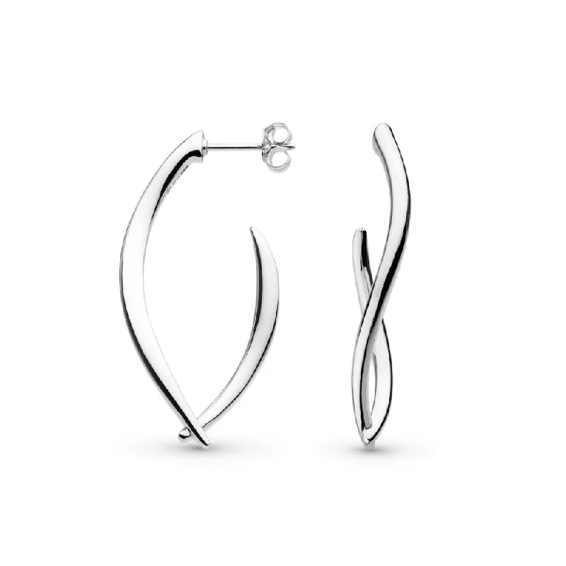 Secure hoop earrings with sturdy stone hoop clasps -Kit Heath Entwine Twine Twist Link Grande Hoop Earrings