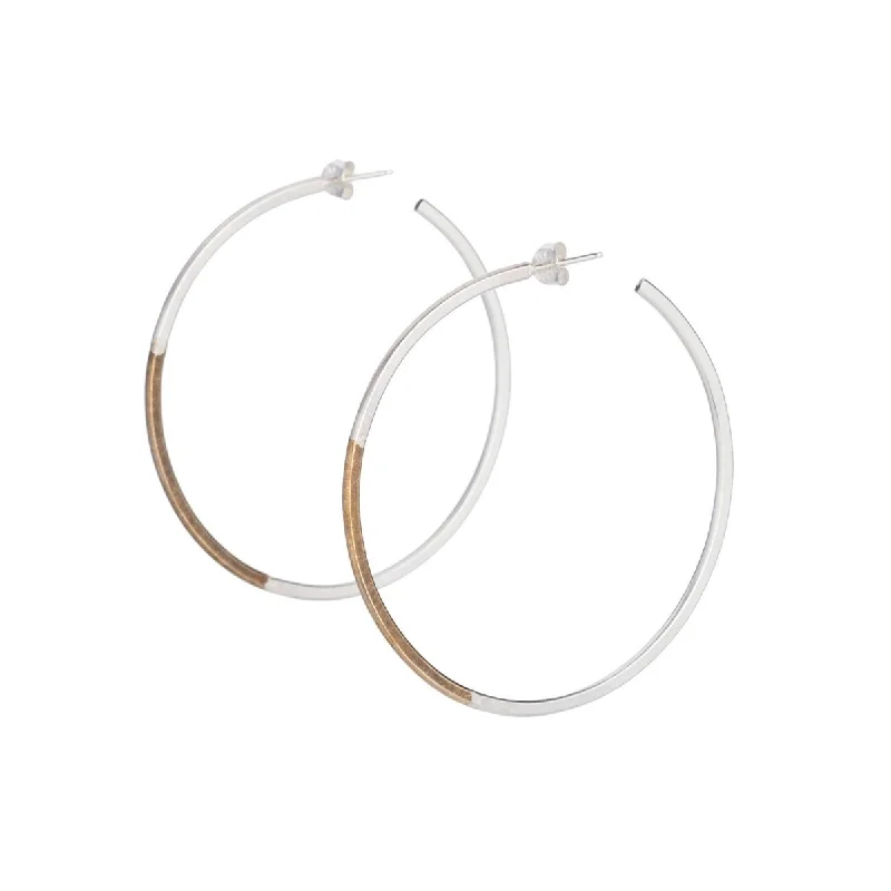 Open hoop earrings with airy stone hoop designs -Koa hoop earrings - Large